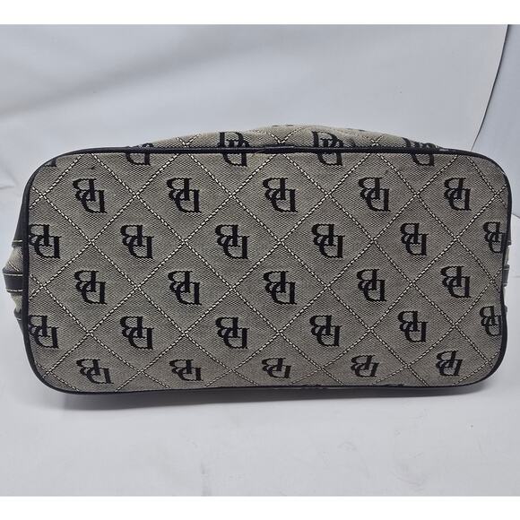 Dooney & Bourke Erica Signature Monogram Leather Trim Hobo Bag Purse Grey Black - Picture 7 of 13